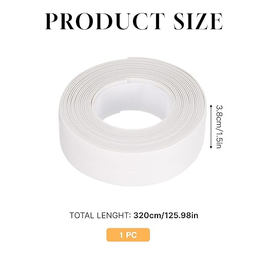 White Caulk Tape Waterproof Self Adhesive, Peel & Stick Sealant Strip for Toilet, Bathtub, Shower & Floor Tile