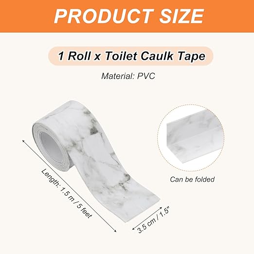PATIKIL Caulk Tape Waterproof Self Adhesive, PVC Toilet Caulking Sealant Strip Bathtub Caulk Sealing Strip Tape for Bathroom Kitchen Countertop, Slate Stone Pattern (1.5 Inch x 5 Ft)