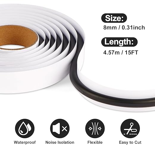 Butyl Tape 4.57m (15FT) - Heavy Duty Snake Glue Butyl Rubber Tape for Vehicle/Camper/Ship Leak Repair, Car Window & Headlight Sealing