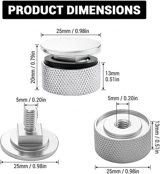 4 Pack Aluminum Alloy Welding Helmet Fasteners with Non-Slip Silicone Washer - Durable Pipeliner Replacement Parts (Silver)