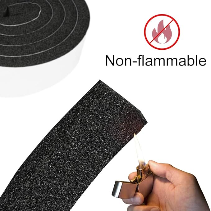 3 Rolls 2 Inch W 1/2 Inch T Weather Stripping Air Conditioner Open Cell Foam Seal Tape, Window Insulation High Resilience Seal Strip for Doors Window,Total 16FT