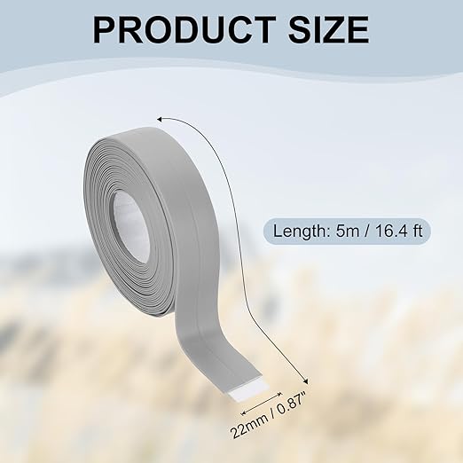 PATIKIL 1" x 16.4 ft Caulk Tape, Caulk Strips PVC Self Adhesive Caulking Tape Waterproof Edge Protectors for Bathroom Accessories Kitchen Countertop, Grey