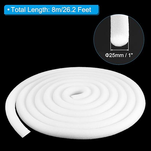 PATIKIL 1 Inch x 26.2 Feet Backer Rod for Gaps and Joints, Foam Rope Caulk Crack Joint Filler Roll Seal Weather Strip for Home Construction Car, White