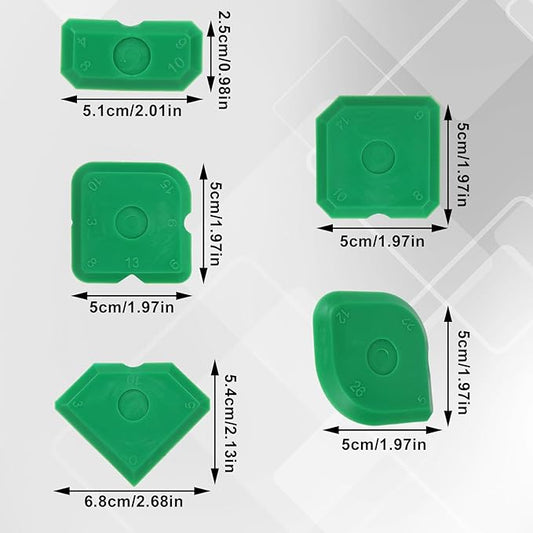 Tinoaly 10pcs Silicone Caulking Tool Kit, Caulk Remover Tool Portable Sealant Scraper Reusable Grout Scraper for Kitchen Bathroom Floor (Green)