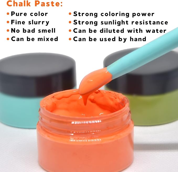 8-Color Chalk Paste Paint Set ,Chalk Ink Paste for Silk Screen Stencils, Wood, Fabric & Furniture | Screen Printing Paint & DIY Kit for Home Decor Crafts