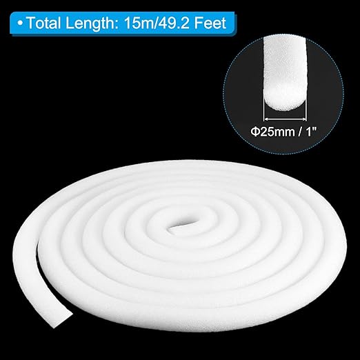 PATIKIL 1 Inch x 49.2 Feet Backer Rod for Gaps and Joints, Foam Rope Caulk Crack Joint Filler Roll Seal Weather Strip for Home Construction Car, White