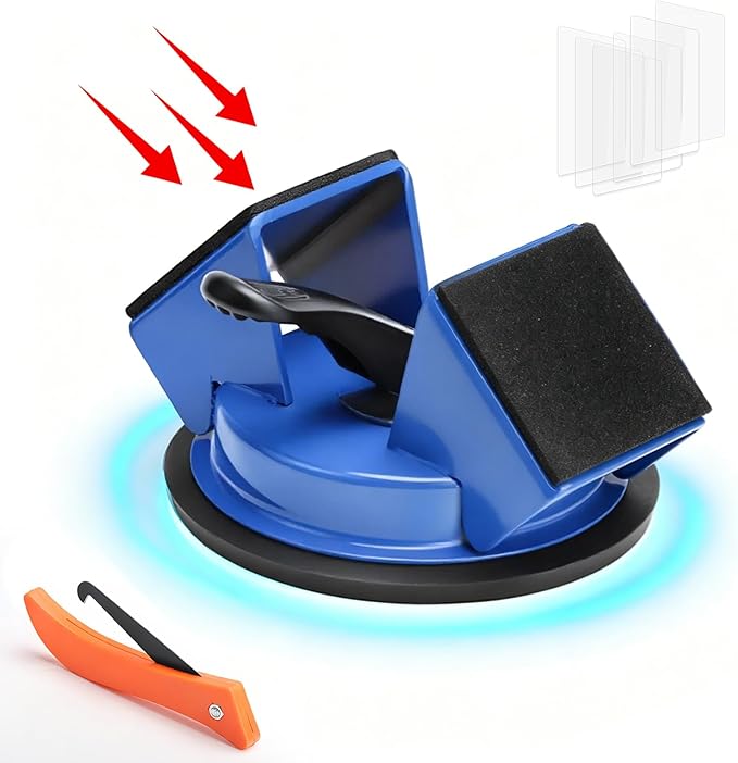 Floor Gap Repair Tool-Heavy Duty Iron Plank Grabber with Enhanced Suction Cup, Quick Lock Puller for Laminate for Floating Laminate & Vinyl Plank Flooring Repair, with 6 Sticky Pads & Cleaning Blade