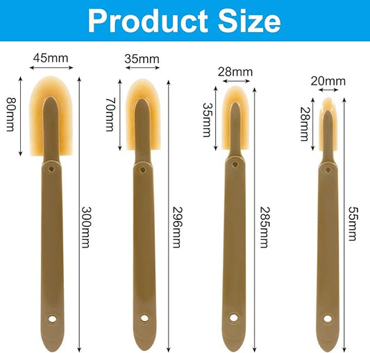 8 Pcs Rubber Caulking Tool Set - 4 Size Reusable Sealant Spatula Kit with Grip for Smooth Finishing on Tiles, Brick & Bathroom