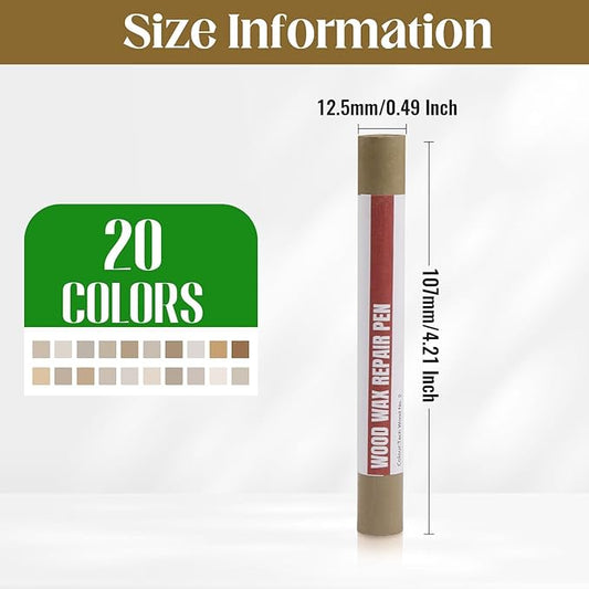 Wood Filler Sticks,20 Colors Wood Repair Wax Crayons Furniture Markers Touch up for Repairing Scratches, Scuffs, Cracks, Dings and Holes in Wood Floors, Cabinets, Furniture (Technicolor Series)