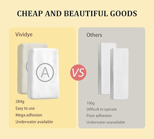 Epoxy Putty, 10oz / 280g Fast Repair Pool Putty, Multi-Purpose Epoxy Sculpt Clay for Cracks, Leak Fix, Filling - Bonding Plastic Metal Ceramic Wood Tile Glass, Waterproof, Mega Adhesion (White)