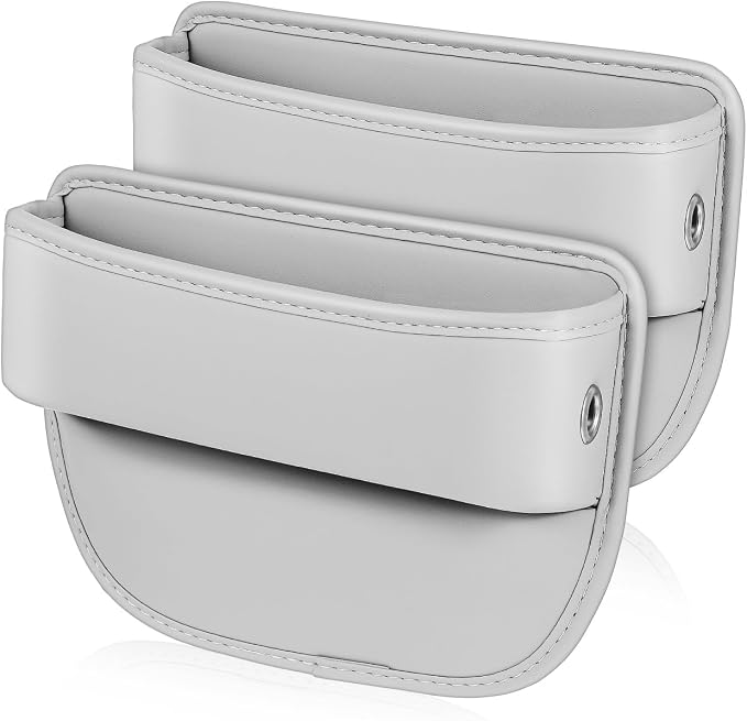 Healifty Car Seat Gap Filler Organizer: 2Pcs Leather Front Console Storage Box and Automotive Truck Interior Accessories for Women Men, Vehicle Holder between Seats