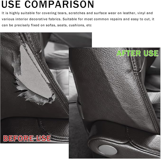 2PCS Vinyl and Leather Repair Kit, Leather Car Seat Repair Kit, 4 x 8 Inch Self Adhesive Waterproof Automotive Seat Patch, Car Fabric Sofa Vinyl Tape for Vehicles, Couches, Furniture (Gray)