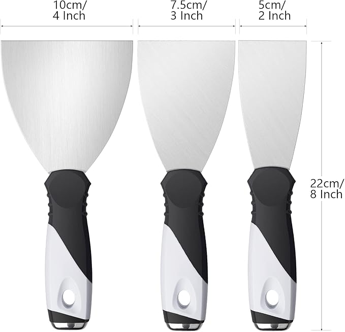 Mister Rui Paint Scraper, 2 Inch Metal Small Putty Knife Scraper Tool for Wood, Stainless Steel Knife with Hammer End, 2 Inch Paint Scraper Tool Taping Knife