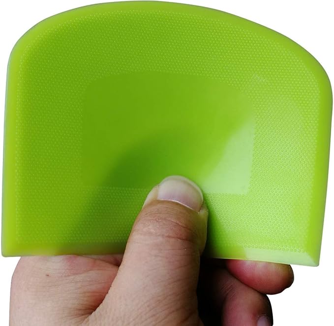 ALLTOP Bowl Spatula & Bench Scraper,Flexible Plastic Multipurpose Kitchen Pastry Cutter Tool,Food Scrappers for Bread Dough Baking Cake Fondant Icing,Set of 2 Pieces - White,Green