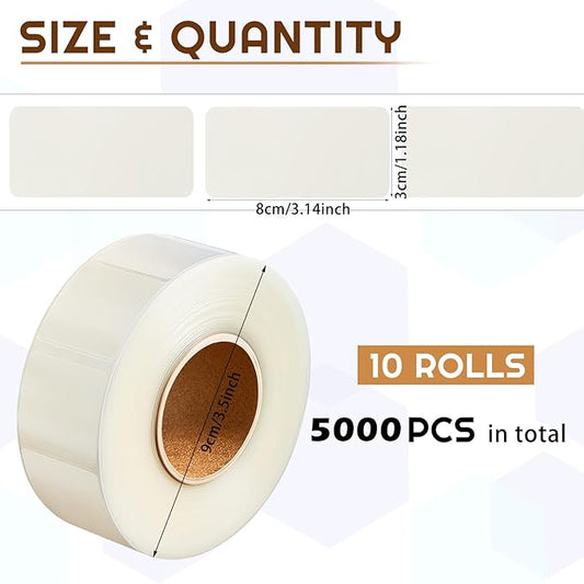 Zonon 2500 Pcs Label Protector Back to School Clear Labels Stickers Wafer Seals Waterproof Labels Library Supplies for Protecting Barcodes, Numbers and Stickers (3.15 x 1.18 Inch,Rectangle)