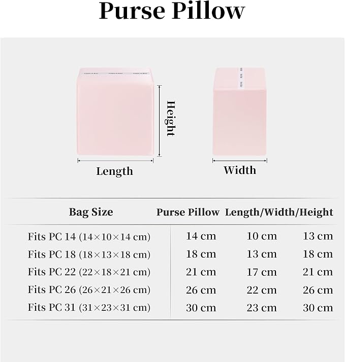 Purse Pillow Insert to Keep Shape - Lightweight Memory Foam Insert with Satin Cover for Home Storage & Travel, Multicolor Options, Fits for Picotin 22(Pink, PC22)