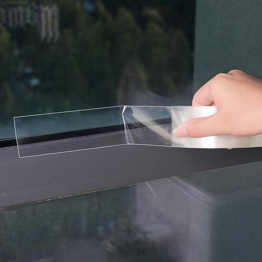 Transparent Weather Sealing Tape, Clear Draft Isolation Film Tape for Door Draft Stopper, Adhesive Tape for Doors, Windows and Shower Glass Gaps - No Residue (3 Inch x 16Ft)