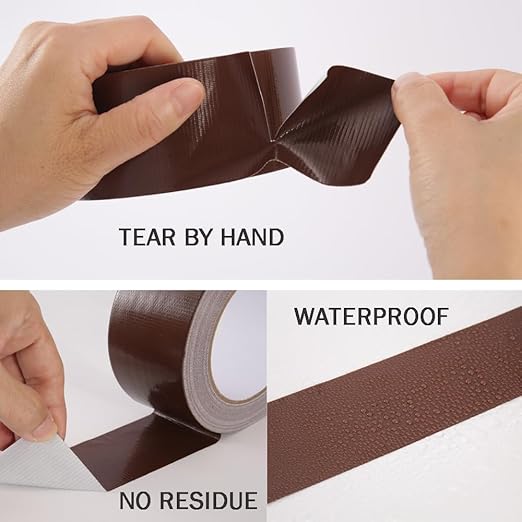 Heavy Duty Duct Tape 1 Inch X 44 Yards, Multi Purpose Dark Brown Duct Tape, No Residue, Waterproof and Tear by Hand - for Repairs, Industrial, Professional Use