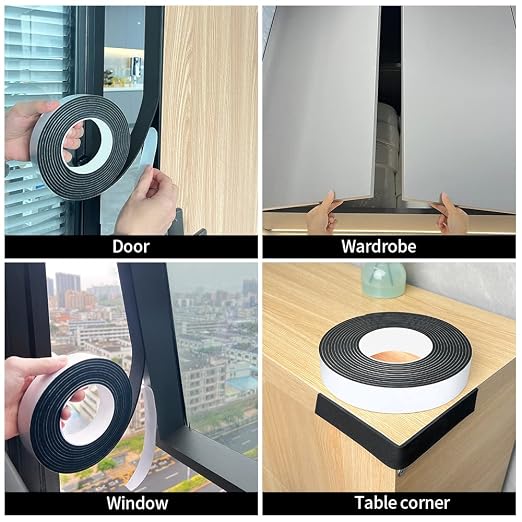 EVA Single-Sided Adhesive Black Foam Tape,2inx16.4FT Single-Sided Sealing Strip Foam Pad Sponge Tape Window Weatherproof, Self-Adhesive Insulation Sealing Tape (Black)