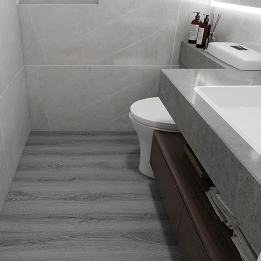 Wood Grain Peel and Stick Floor Tiles – 11.8” Width, Full Roll Length of 394" – Versatile Design for Any Space, Ashline Rustic Self Adhesive Vinyl Flooring, Waterproof and Non-Slip Features