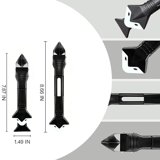 3 in 1 Caulking Tool – Silicone Caulk Remover with Scraper & Grout Removal, Sealant Finishing & Smoothing, Adhesive Residue Scraper, Caulk Finishing Kit for Home, Bathroom, Kitchen, Window, Sink