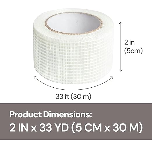 Drywall Joint Tape, Self-Adhesive Fiberglass Mesh Tape for Wall Repair, 2 Inch x 33 Yd