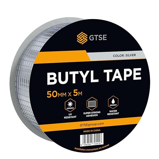 GTSE 1 Roll Butyl Aluminum Foil Tape, 2" x 16ft – Waterproof Tape for Leaks, Sealing, Roof Sealant, and Outdoor Repairs – Durable, Weatherproof, and Leak-Proof Solution