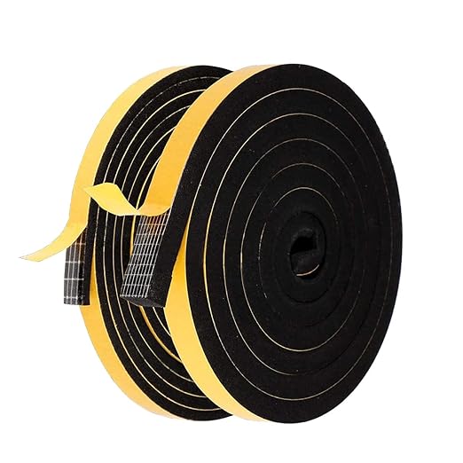 High Density Foam Tape - 1/4'' x 1/8'' x13.12Ft +1/4'' s 1/4'' s 6.56Ft Weatherproof Adhesive Heat Resistant Weather Stripping Easy to Cut & Install & Remove for Car Doors Pipes Windows
