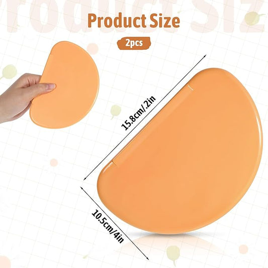 2 Pcs Silicone Dough Scraper Bowl Scraper Silicone Bread Dough Scraper Curved Edge Flexible Bowl Scrapers for Baking Food Scrapers for Sourdough Bread Proofing Basket Pastry Cutter Tool, Orange