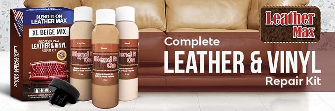 Blend It On XL Leather/Vinyl Repair Kit Now with 6 Ounces for Furniture, Jacket, Sofa, Car Seat, Boots, Easy Instructions to Match Colors, Restore Any Material No Mixing Chart Needed (Beige Mix)