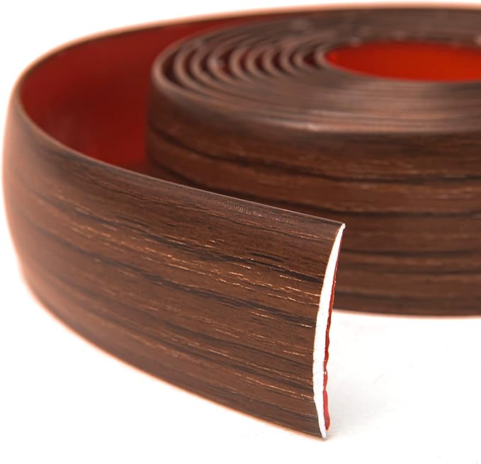 Art3d 4 FT Self Adhesive Vinyl Floor Transition Strip, Laminate Floor Strip Floor Flat Divider Strip for Joining Floor Gaps,Carpet Threshold Transition,Floor Tiles(1.57in, Cherry)