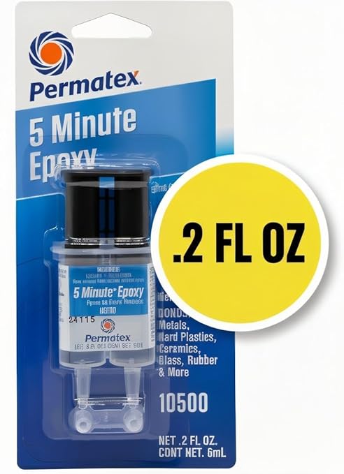 Permatex 10500-5 Minute Epoxy, Single-Use Syringe for General Purpose Creates a Hard, Rigid Bond for Coating in Minutes - Resin epoxy is Resistant to Water and solvents, and All-Purpose