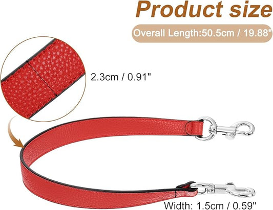 uxcell 19.29 Inch PU Leather Short Bag Strap with Clasp, Purse Handles Handbags Replacement Straps for Clutch Bag Underarm Bags, Red, Silver Buckle