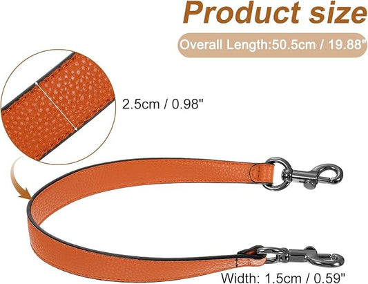 uxcell 19.29 Inch PU Leather Short Bag Strap with Clasp, Purse Handles Handbags Replacement Straps for Clutch Bag Underarm Bags, Orange, Grey Buckle