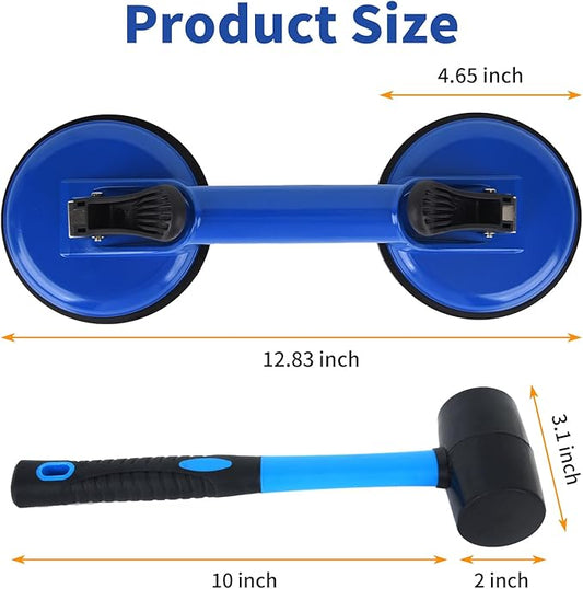 Floor Gap Fixer Tool for Laminate Floor Gap Repair Include Suction Cup and Mallet -Blue Kit(Can't use on scraped surface floor)