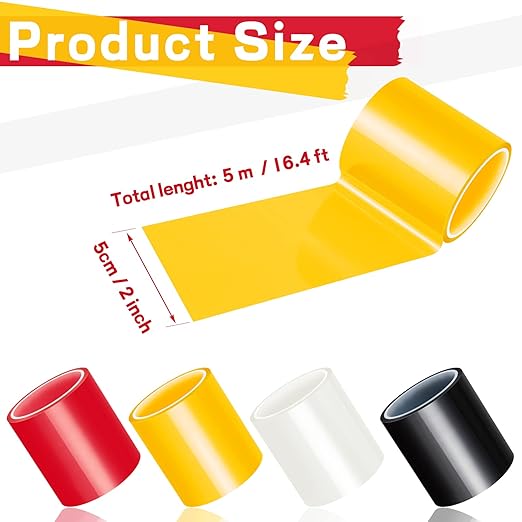 16.4 ft x 2 Inches Self Adhesive Repair Light Tape Auto Tail Light Tape Fog Lights Tint Tape Headlight Lens Tape (Multicolor, 4 Rolls)