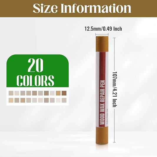 Wood Filler Sticks,20 Colors Wood Repair Wax Crayons Furniture Markers Touch up for Repairing Scratches, Scuffs, Cracks, Dings and Holes in Wood Floors, Cabinets, Furniture (Common Series)
