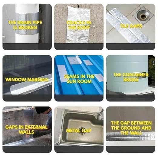 SakerPlus Super Waterproof Tape, Waterproof Sealing Tape, Aluminum Foil Tape for RV Repair, Window, Silicone, Glass (5cm*5m)