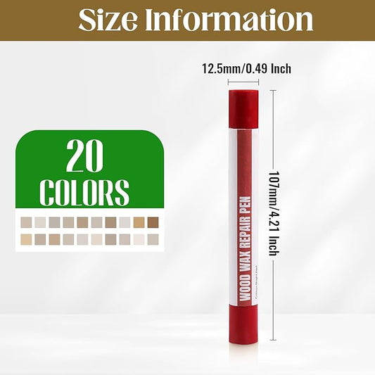 Wood Filler Sticks,20 Colors Wood Repair Wax Crayons Furniture Markers Touch up for Repairing Scratches, Scuffs, Cracks, Dings and Holes in Wood Floors, Cabinets, Furniture (Color Series)