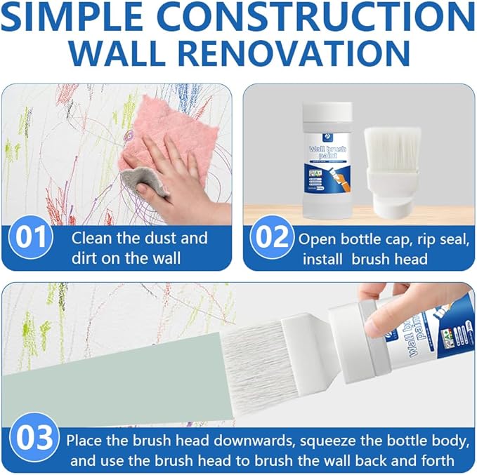 Brush Latex Paint Wall Repair Tool (180g, Grayish Green) Strongly Covers Cracks and Graffiti