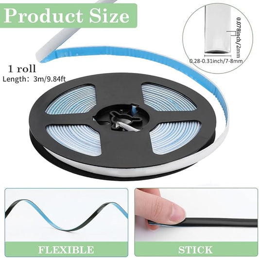 GORGECRAFT 9.84 Feet x 0.31 Inch Caulk Tape Self Adhesive Peel and Stick Molding Trim Strip White PVC Plastic Waterproof Caulking Gap Sealant Edging Tape Border for Stove Sink Toilet Bathtub Wall Edge