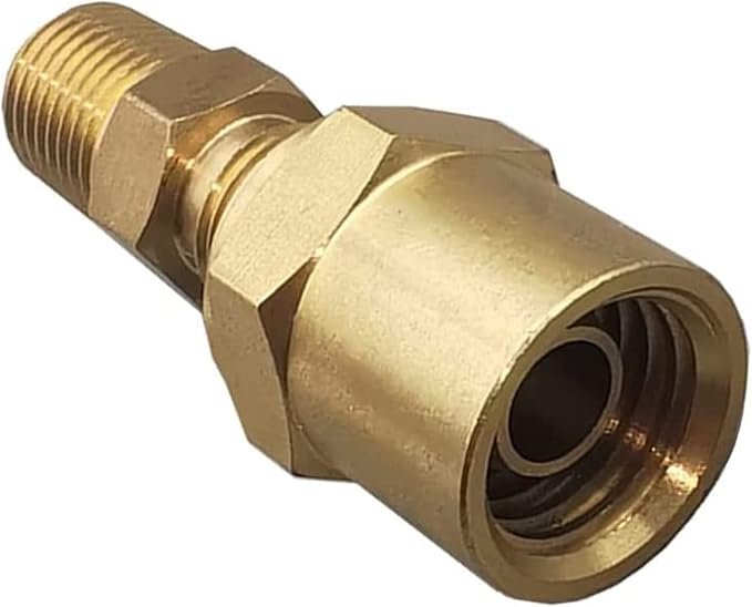 Pipe Fitting Adapter of 1/4" NPTF Male x 3/8" Hose ID x 5/8" Hose OD, Pipe Connector Replacement Part, Brass