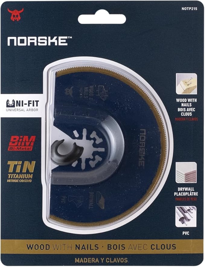 Norske Tools NOTP215 3-3/8" Wood with Nails Flush Cut Oscillating Multi Tool Accessory Blade