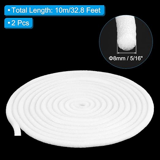 PATIKIL 5/16 Inch x 32.8 Feet Backer Rod for Gaps and Joints, 2 Pack Foam Rope Caulk Crack Joint Filler Roll Seal Weather Strip for Home Construction Car