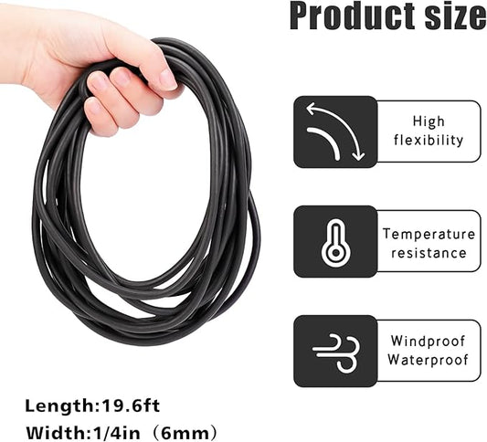 Backer Rod 1/4 Inch Rubber Caulk Saver,Foam Backer Rod for Gaps and Joints,Concrete Expansion Joint Filler,19.6 feet Length