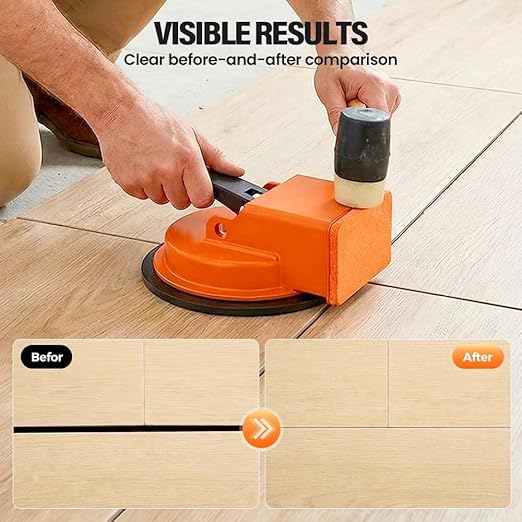 Floor Gap Fixer Tool, Heavy Duty Floor Gap Fixer Tool for Vinyl Plank Wood & Tile Flooring, Laminate Floors Gaps Repair Tools with Rubber Pad, Adjustable Height (Orange)