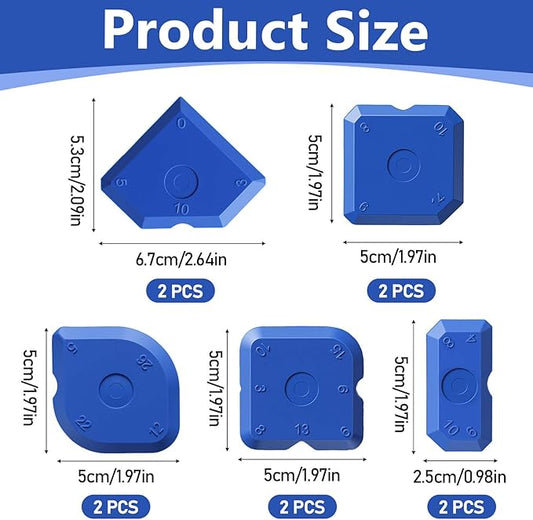 10 Pcs Silicone Caulking Tool Set, Silicone Sealant Finishing Tools, Caulk Remover Tool, Multi-Edge Sealant Applicator for Kitchen Bathroom Floor Window, Blue