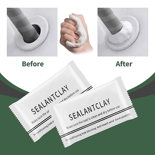 Waterproof Sealant Mastic,Pack of 8 White Seal Putty Waterproof Duct Seal Repair Sealing Clay, Quick Mending Mud for Drain Connection, Wall Hole, Air Conditioning Hole Seal Putty