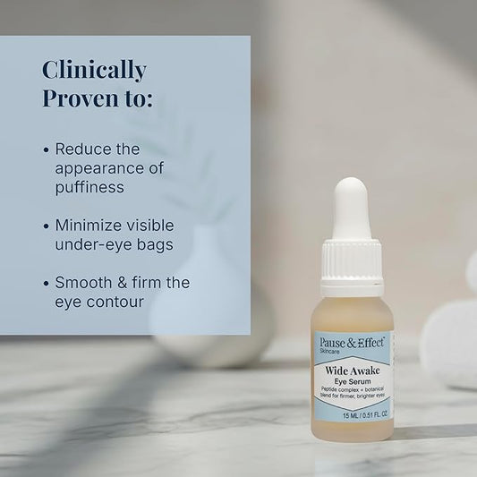 Pause & Effect Eye Serum for Menopausal Puffiness and Dark Circles, Lightweight Peptide and Ceramide Eye Treatment with Genistein and Centella for Hydration and Smoothing