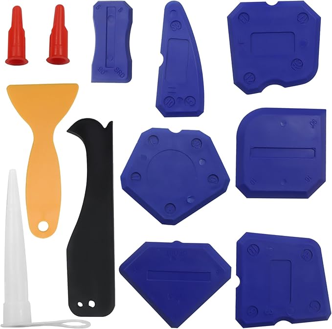 BokWin 12-Pack Silica Gel Caulking Tool Set, Caulk Kit for Grout Finishing, Caulking Tool Set for Bathroom Kitchen Surfaces, Hand Caulk Removal Assistant in Blue